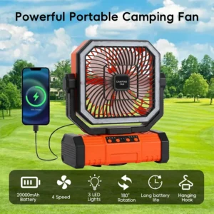 20000mAh Camping Fan with LED Lantern